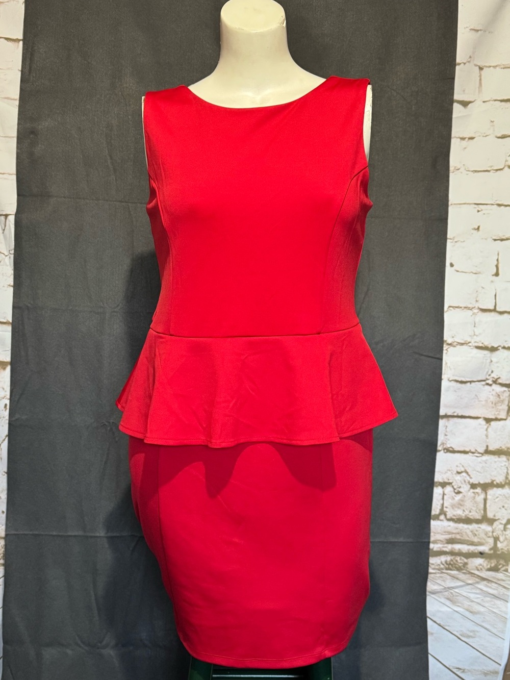 INC International Concepts Red Sleeveless Peplum Sheath Dress Womenβs XL